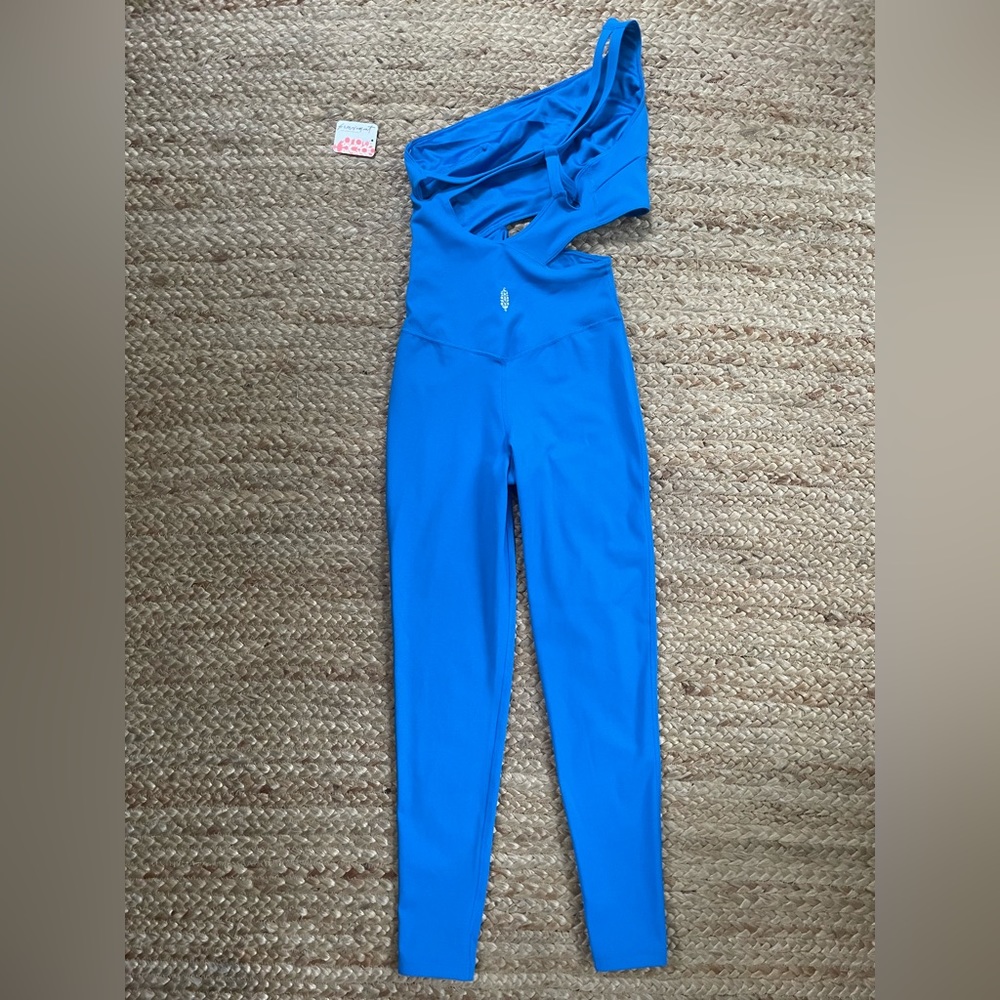 Free People One-Shoulder Cutout Jumpsuit in Bright Blue - Picture 8 of 11